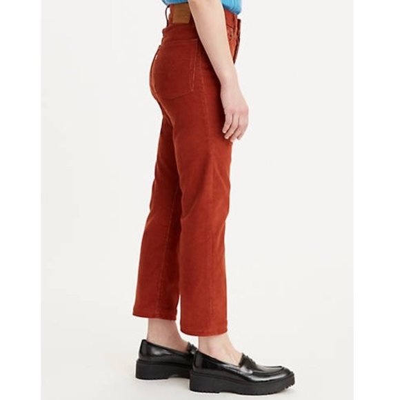 Levi's Premium Wedgie Straight Corduroy Cherry Mahogany Brown Pants - Picture 13 of 14